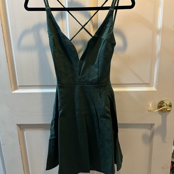 Lulus Forest Green Strappy Backless Skater Dress - Picture 3 of 5